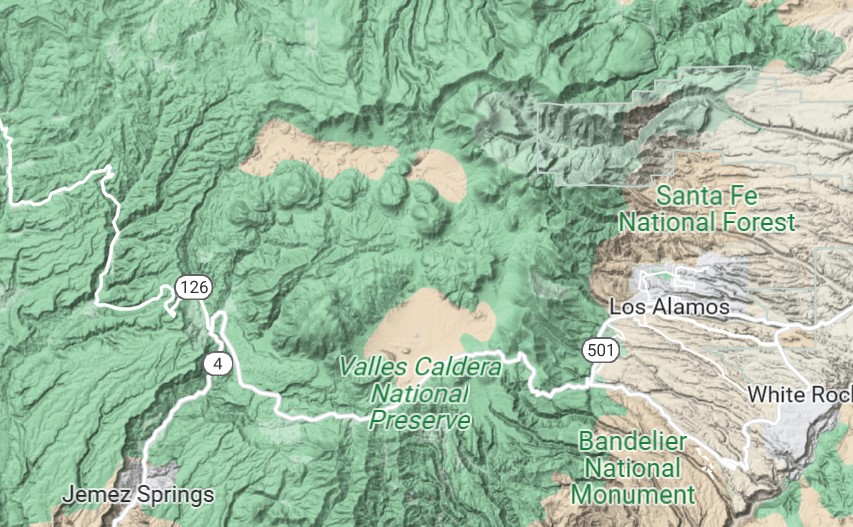 valles caldera map